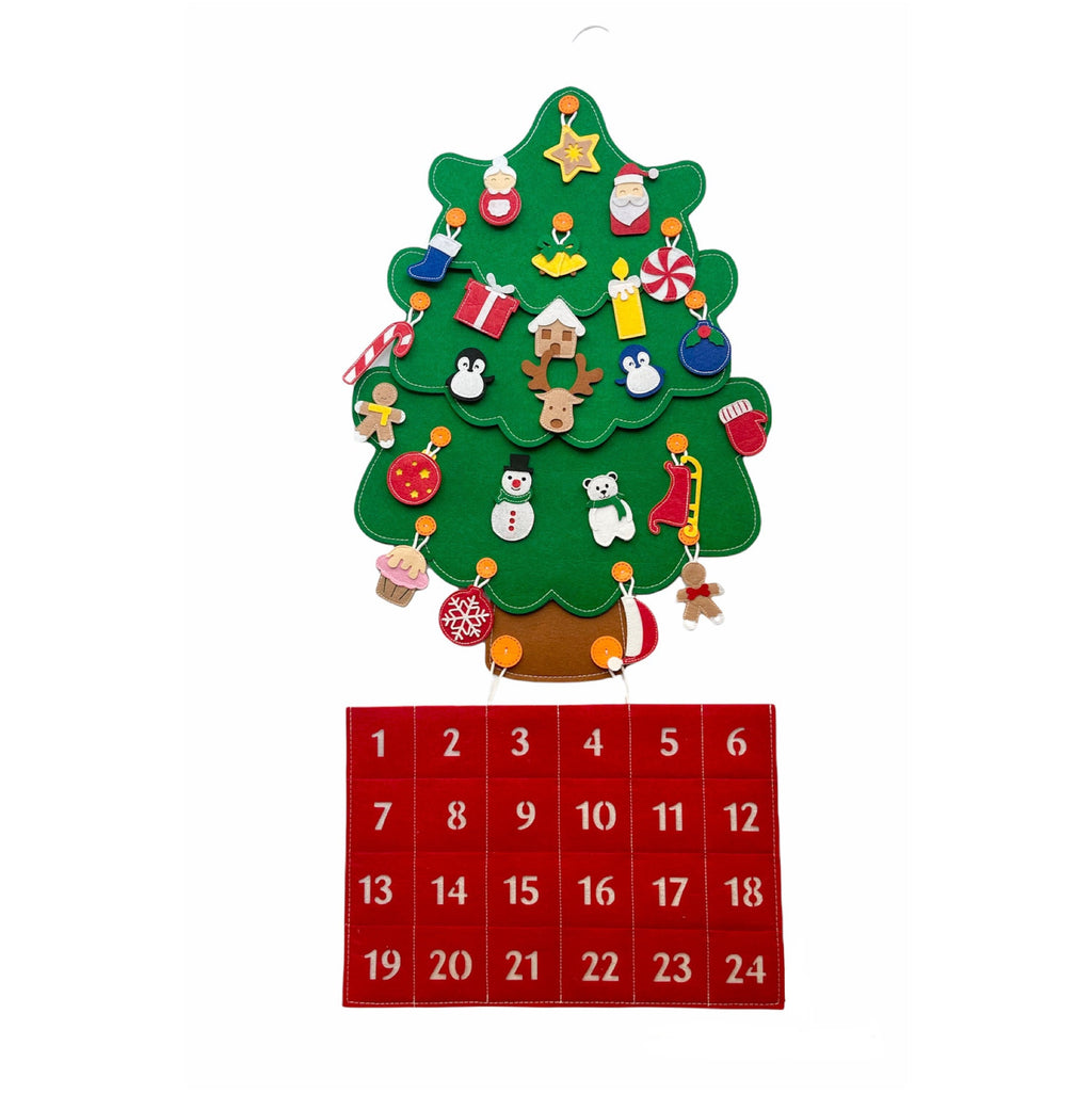 Felt Christmas Tree Advent Calendar, Handmade Kids Decor