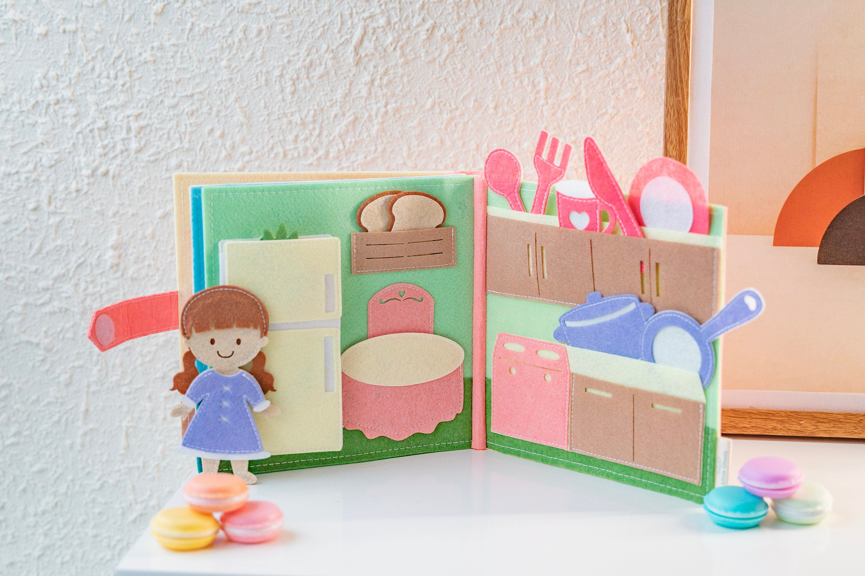 Dollhouse Fabric, Handmade Montessori Activity Book, Montessori Busy Book , busy books