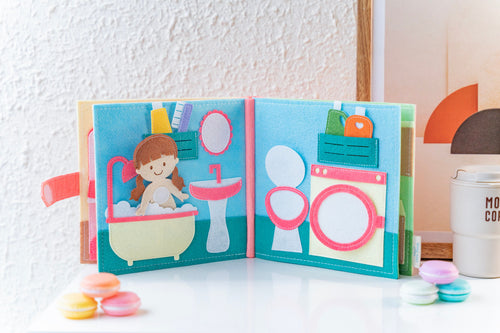Dollhouse Quiet Book - Handmade Montessori Activity Book, Toddler Busy Boook, Dollhouse, Busy Book, Travel Toy"