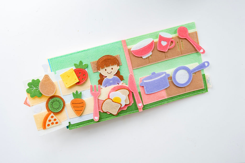 Dollhouse Fabric, Handmade Montessori Activity Book, Montessori Busy Book , busy books