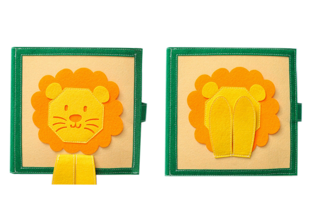 Quiet Book, Busy Book, Peek-a-book Lion, Handmade Toddler Gift, Montessori busy book, Book For Toddler