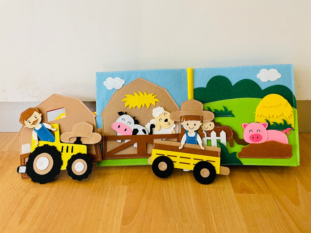 Handmade Felt Farm Quiet Book, Toddler Activity Book