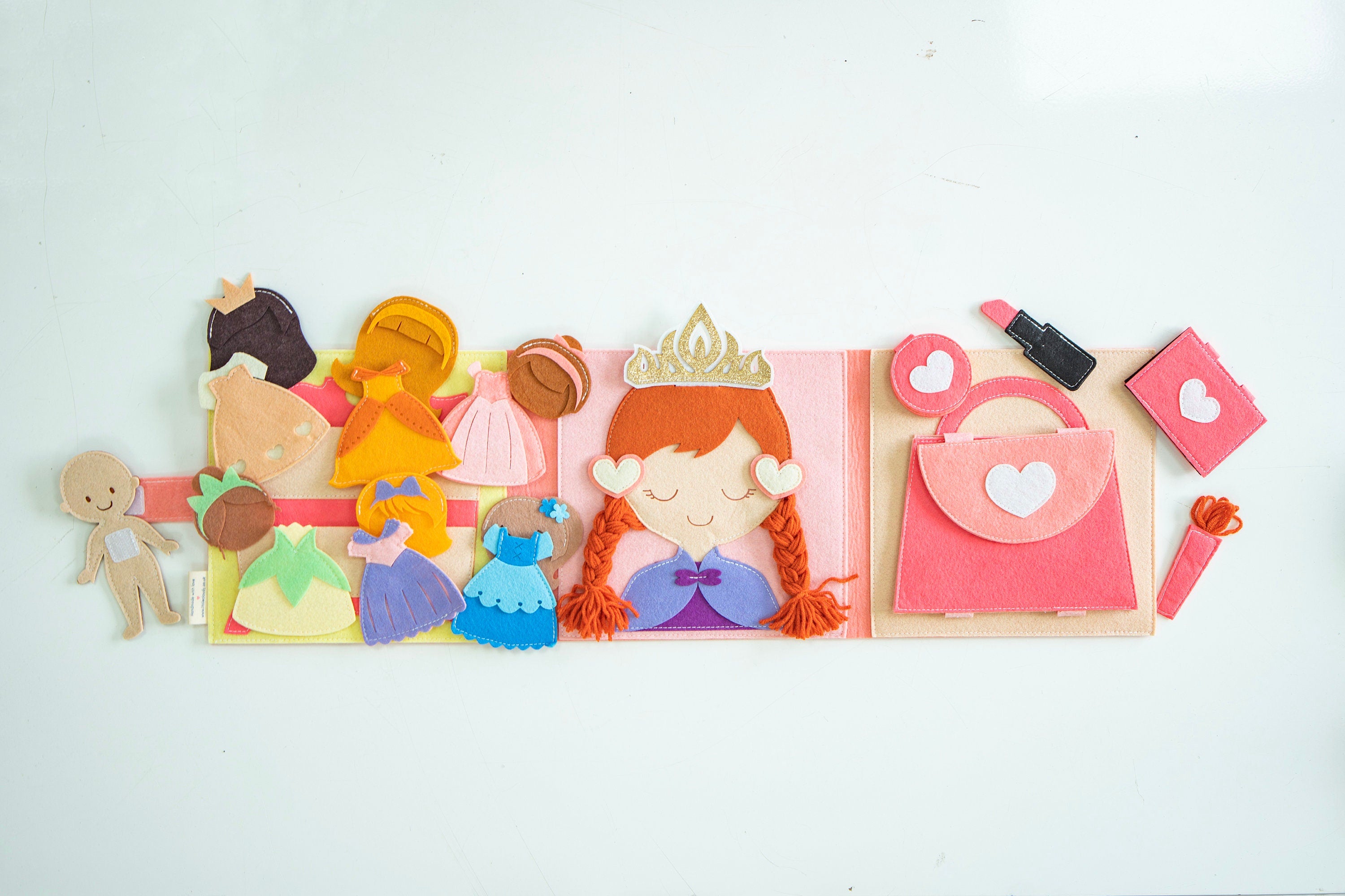 Princess Dress-Up Quiet Book, Felt Doll, Montessori Toy
