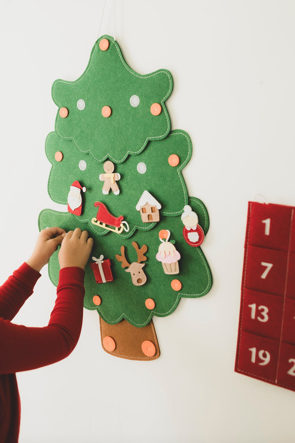 Handmade Felt Christmas Tree Advent Calendar, Kids Christmas Gift