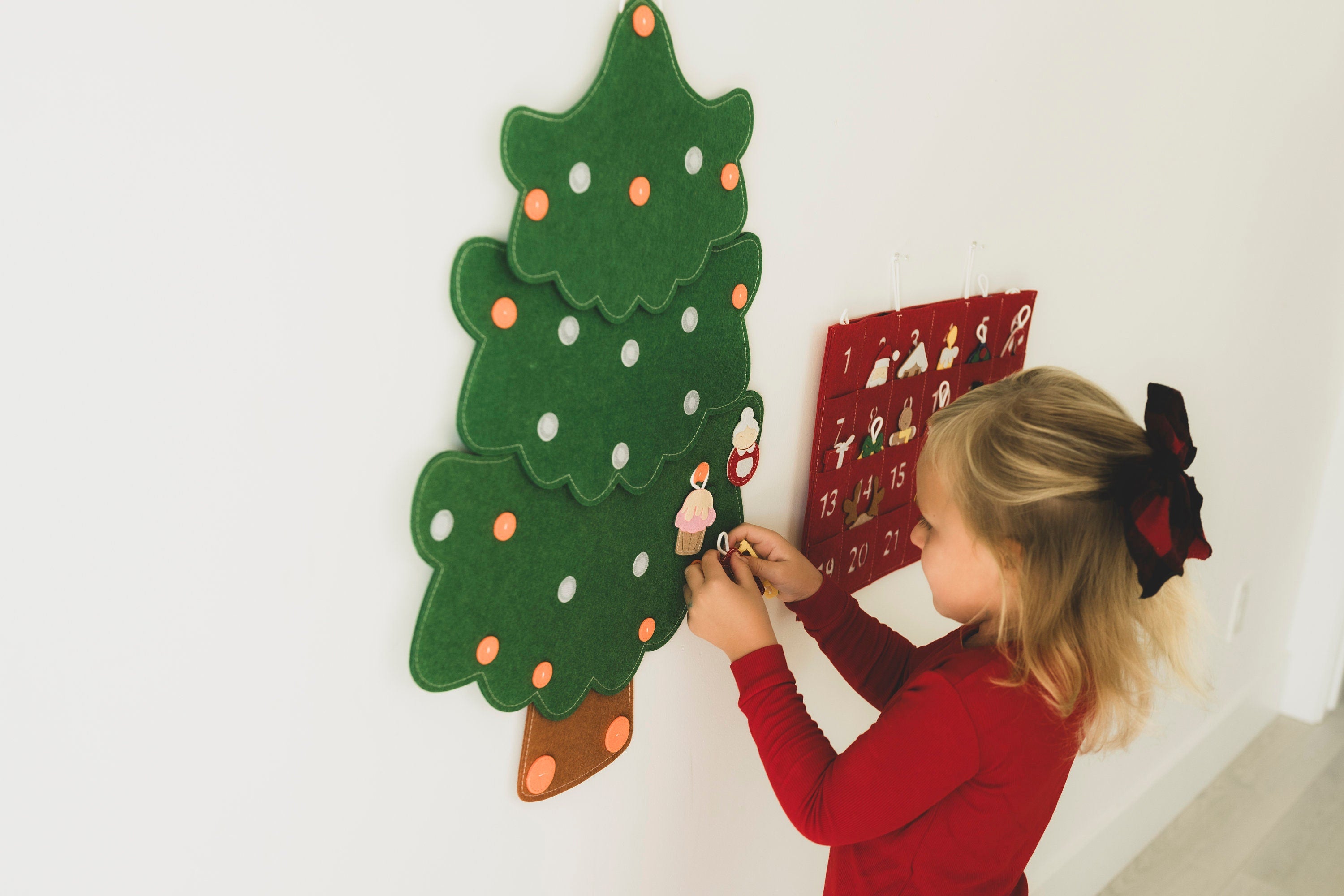 Felt Christmas Tree Advent Calendar, Handmade Kids Decor