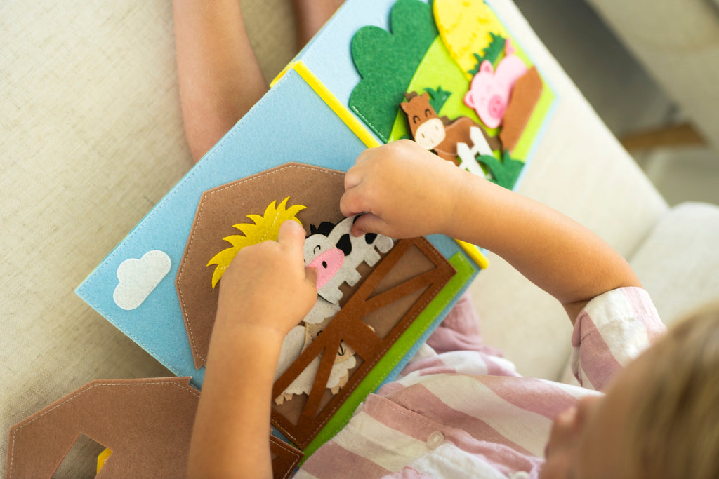 Handmade Felt Farm Quiet Book, Toddler Activity Book