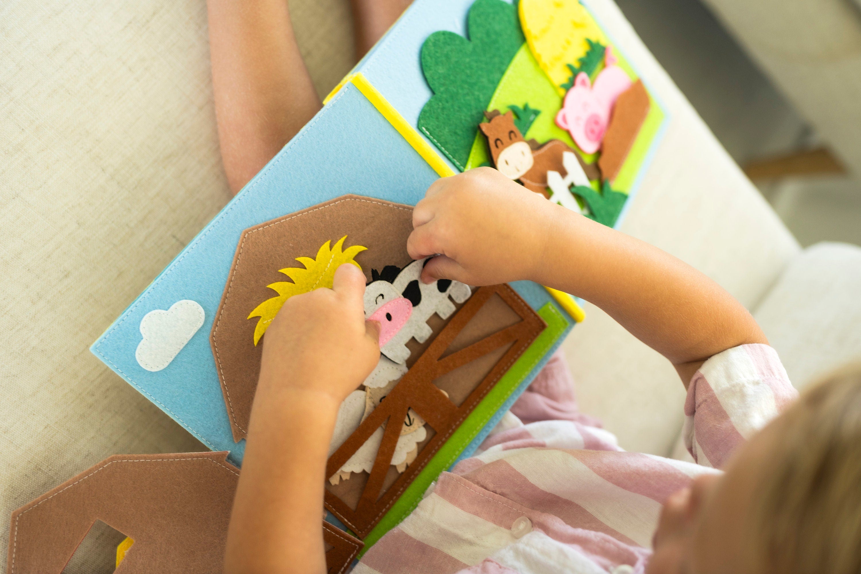 Handmade Felt Farm Quiet Book, Toddler Activity Book