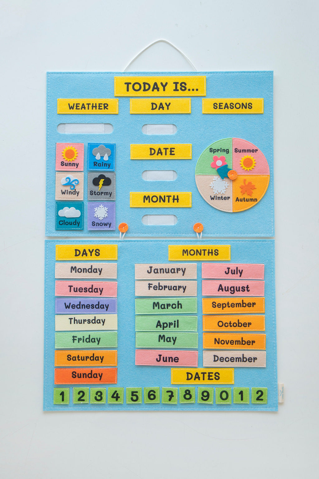 Handmade Felt Learning Calendar, Preschool Interactive Wall Hanging