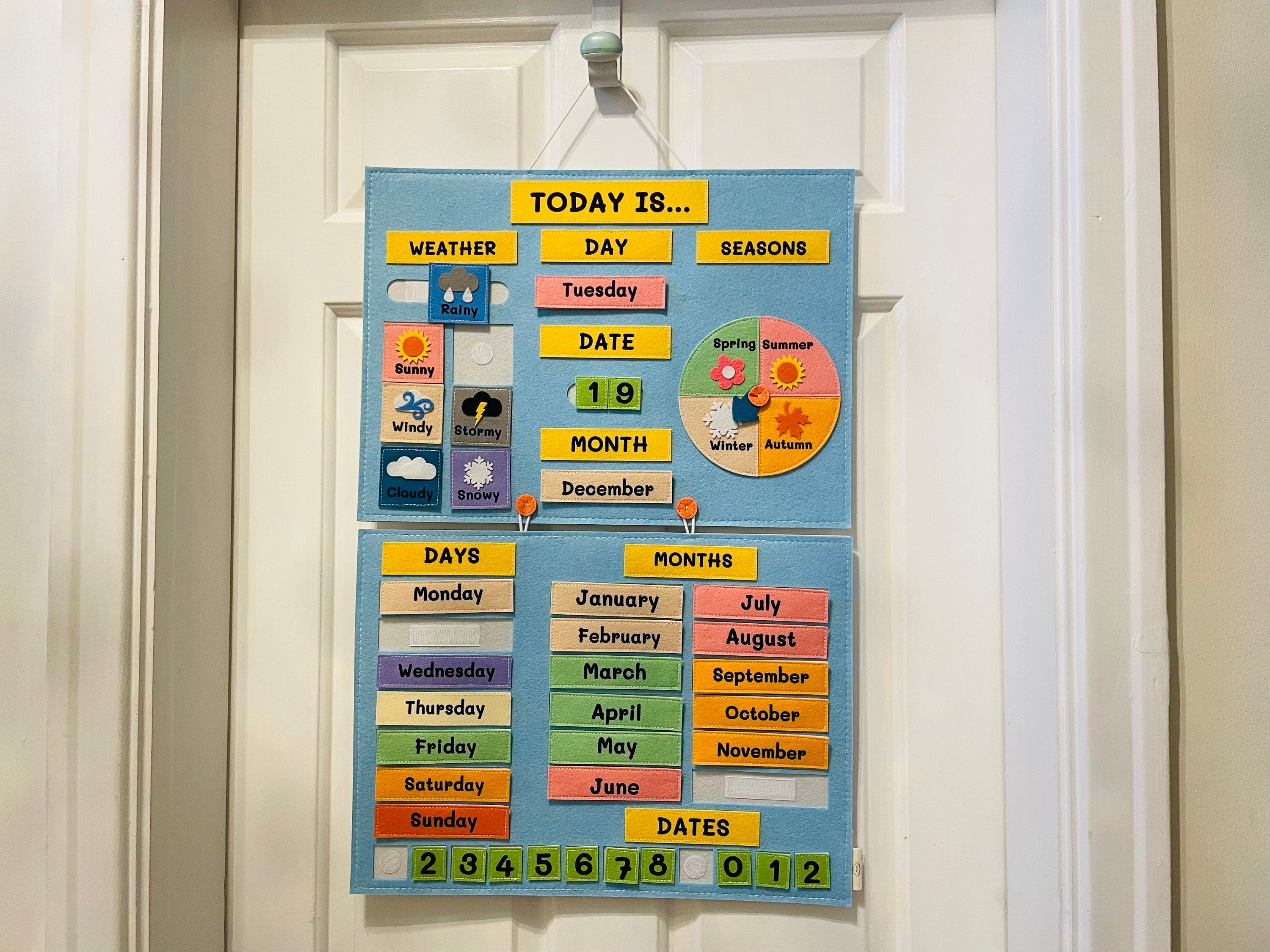 My First Calendar, All About Today Calendar, Felt Learning Board,  Interactive Calendar, Early Learning Preschool Wall Hanging