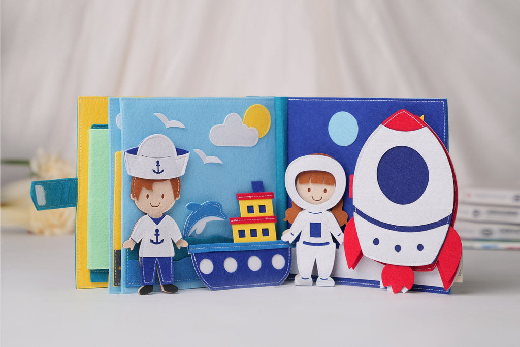 Professions Felt Quiet Book, Montessori Activity, Handmade Fabric Toys