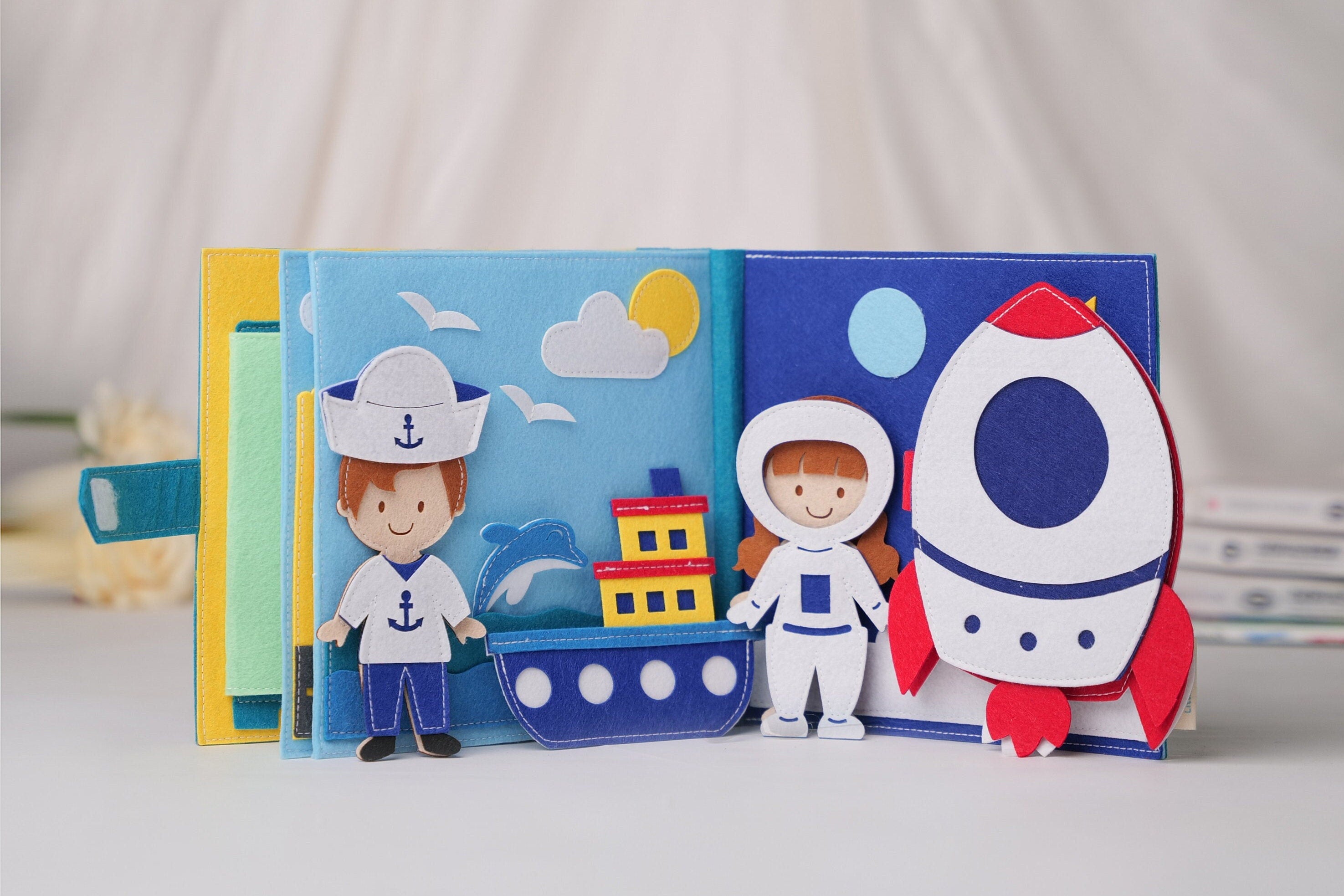 Professions Felt Quiet Book, Montessori Activity, Handmade Fabric Toys