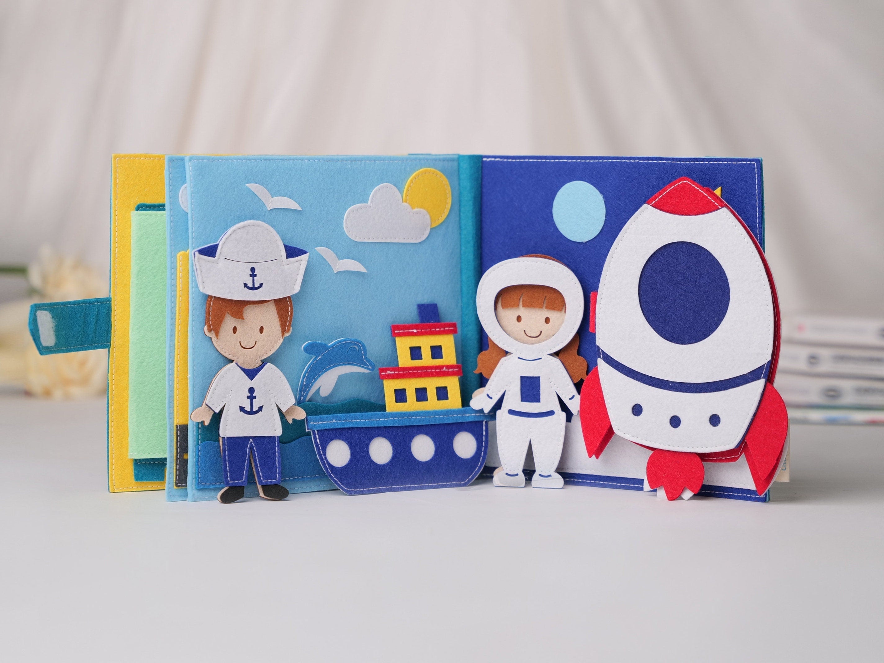 Future Professions Felt Quiet Book, Montessori Busy Book for Toddlers