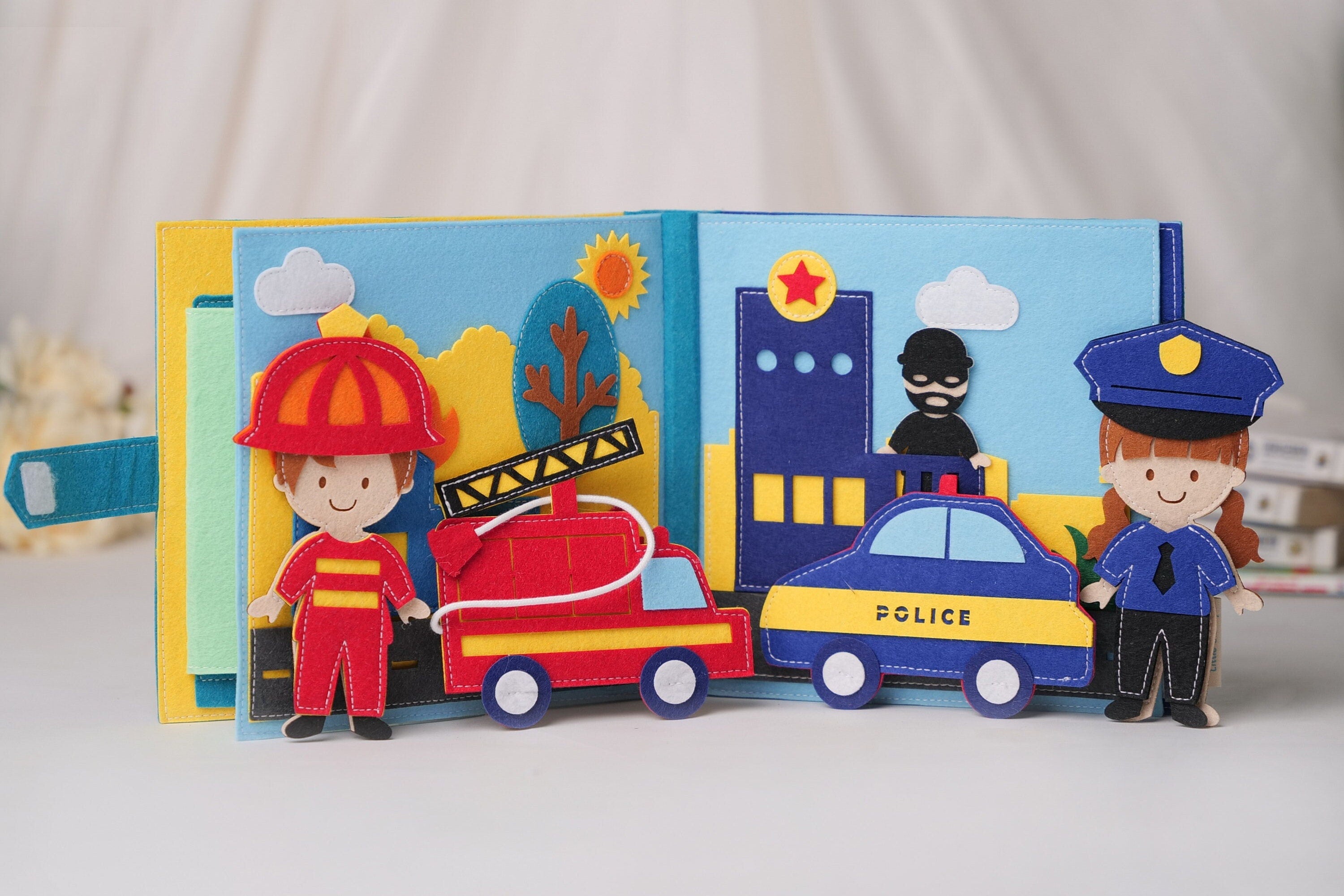 Professions Felt Quiet Book, Montessori Activity, Handmade Fabric Toys
