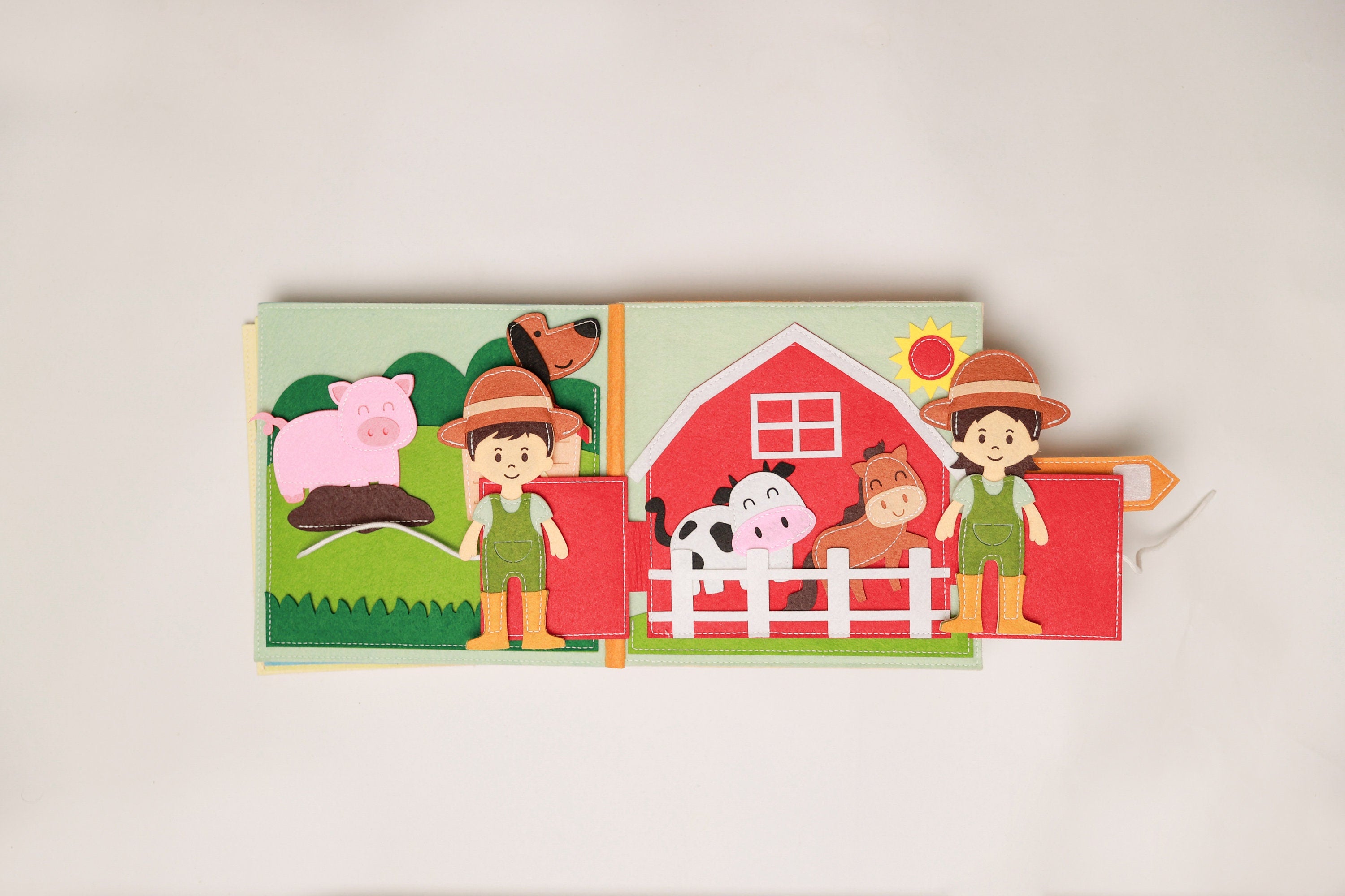 Farm Felt Quiet Book, Montessori Activity Book for Toddlers, Busy Book, Quiet Book,Travel Toy