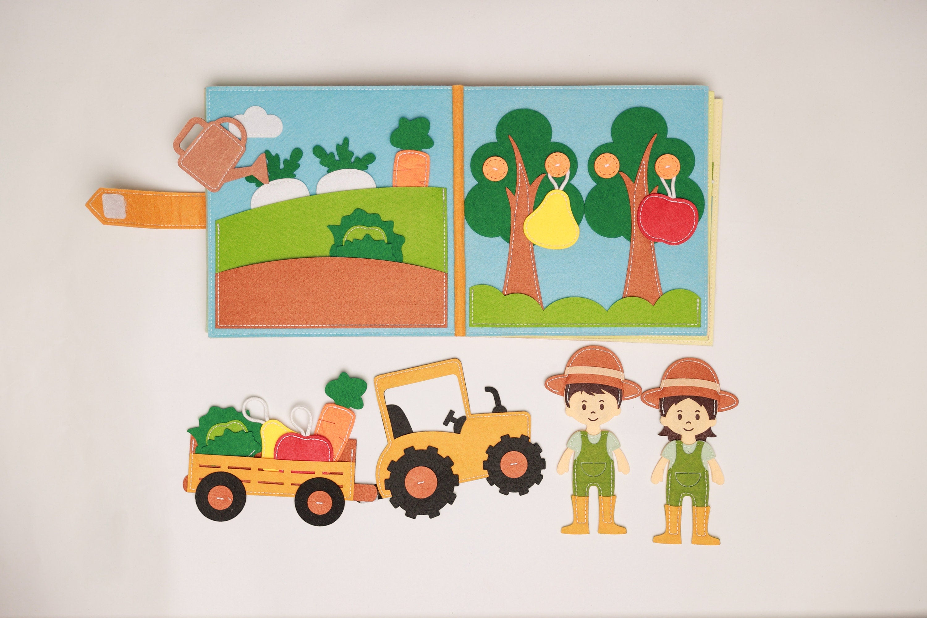 Farm Felt Quiet Book, Montessori Activity Book for Toddlers, Busy Book, Quiet Book,Travel Toy