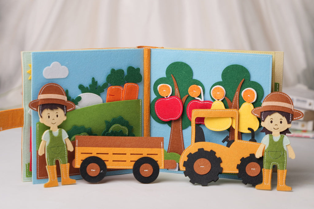 Farm Felt Quiet Book, Montessori Activity Book for Toddlers, Busy Book, Quiet Book,Travel Toy