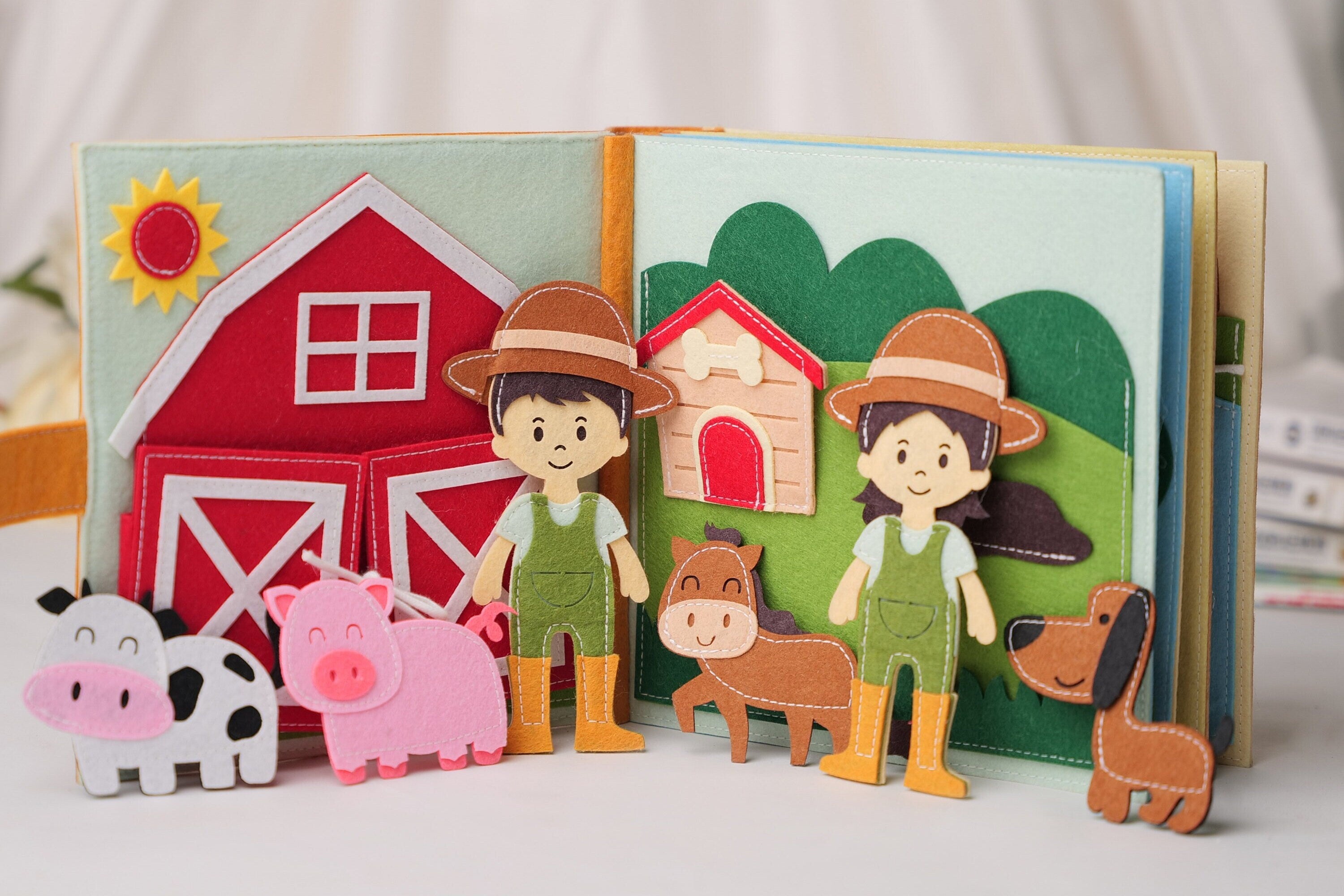 Handmade Felt Farm Quiet Book, Montessori Activity Book, Busy Quiet Book, Toddler Busy Book, Quiet Book, Busy Book