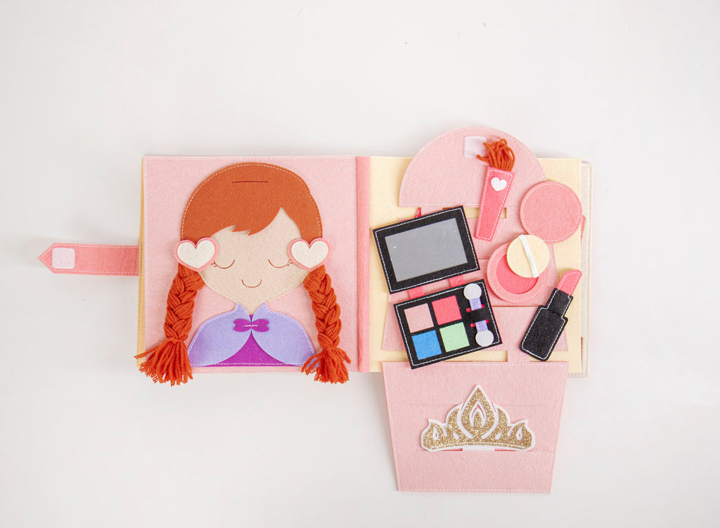 Felt Princess Dress Up Busy Book, Handmade Quiet Book, Travel Toy