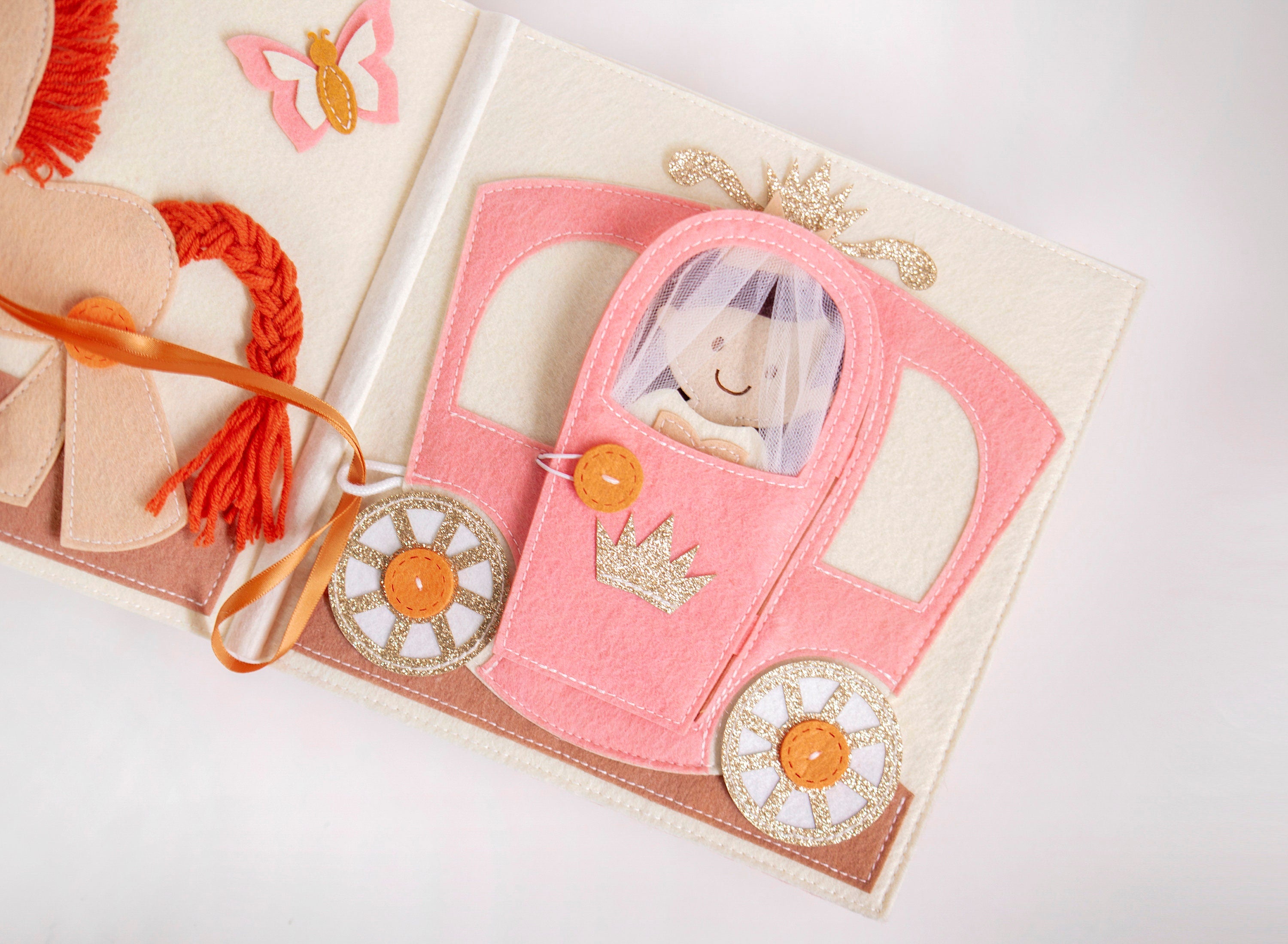 Felt Princess Dress Up Busy Book, Handmade Quiet Book, Travel Toy