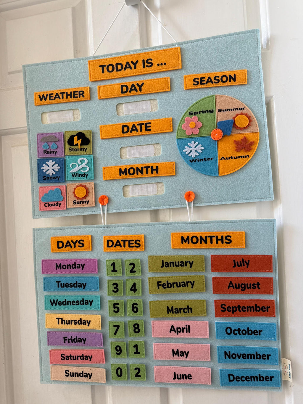 Handmade Felt Learning Calendar, Preschool Interactive Wall Hanging