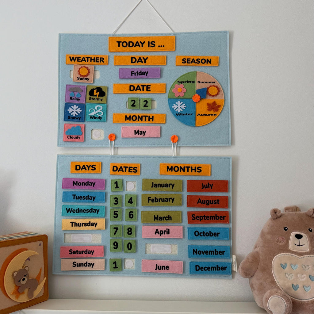 My First Calendar, All About Today Calendar, Felt Learning Board,  Interactive Calendar, Early Learning Preschool Wall Hanging